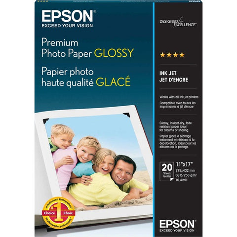 Epson Epson - Glossy - Ledger B Size (11 in x 17 in) 20 sheet(s) paper - for Stylus Pro 38XX, Stylus Photo 12XX, 2200, R1800, R2400, R2880, WorkForce 1100