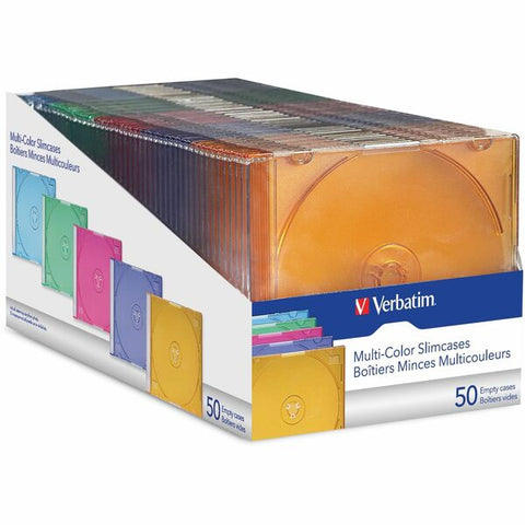 Verbatim America, LLC CD/DVD Color Slim Jewel Cases, Assorted - 50pk