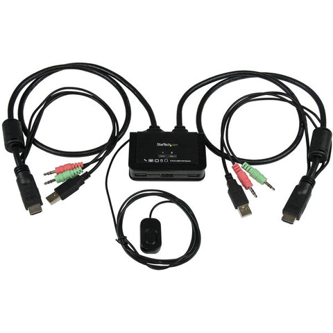 StarTech 2 Port USB HDMI Cable KVM Switch with Audio and Remote Switch - USB Powered