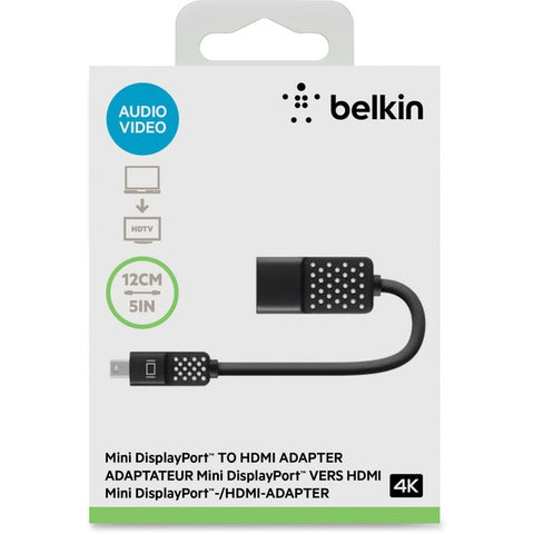 Belkin International, Inc Belkin Mini DisplayPort to HDMI Adapter, 4k - Adapter - Mini DisplayPort male to HDMI female - 5 in - 4K support