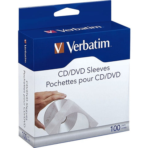 Verbatim America, LLC Verbatim - CD/DVD sleeve - capacity: 1 CD/DVD (pack of 100)