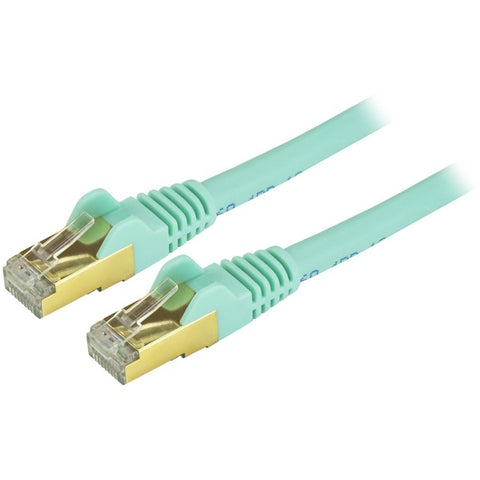 StarTech Cat6a Ethernet Patch Cable - Shielded (STP) - 12 ft., Aqua