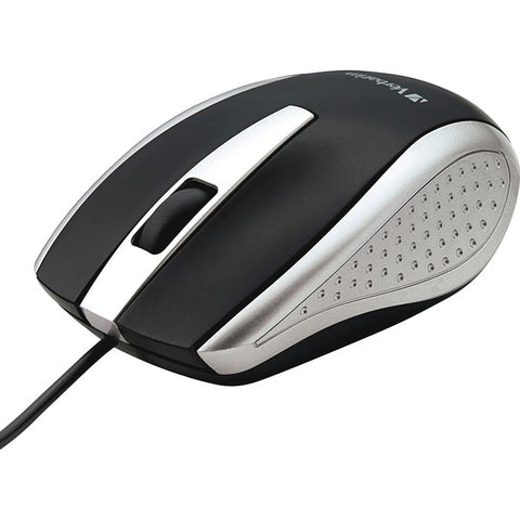 Verbatim America, LLC Verbatim Corded Notebook Optical Mouse - Mouse - ergonomic - optical - 3 buttons - wired - USB - silver