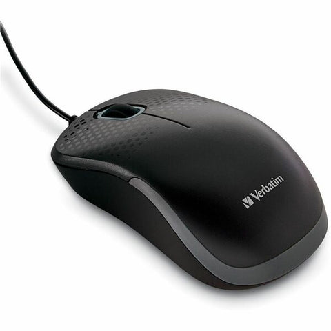 Verbatim America, LLC Verbatim Silent Corded Optical - Mouse - ergonomic - optical - 3 buttons - wired - USB - black
