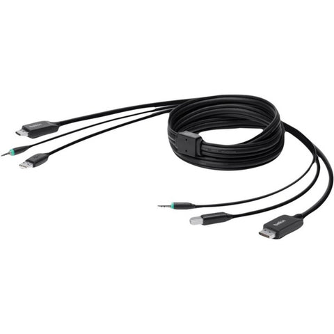 Belkin International, Inc Belkin Secure KVM Combo Cable - Keyboard / video / mouse / audio cable - TAA Compliant - USB, mini jack, DisplayPort (M) to stereo mini jack, USB Type B, DisplayPort (M) - 10 ft - black