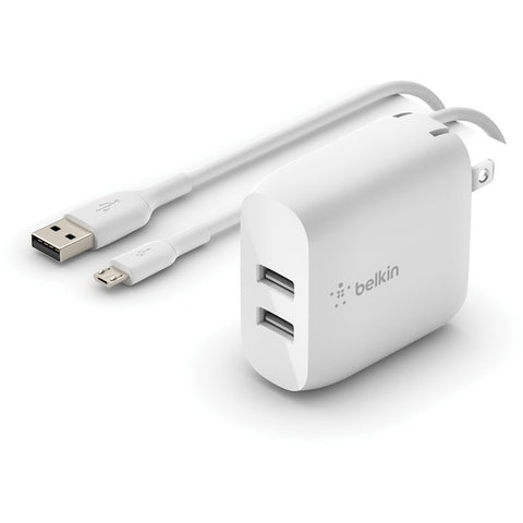 Belkin International, Inc Belkin BOOST CHARGE - Power adapter - 24 Watt - 4.8 A - 2 output connectors (USB) - white