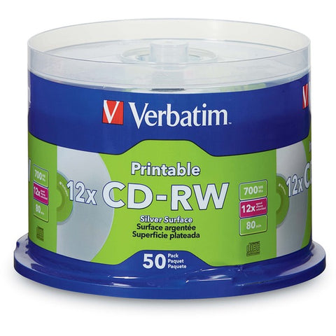 Verbatim America, LLC Verbatim DataLifePlus - 50 x CD-RW - 700 MB (80min) 12x - silver - ink jet printable surface - spindle
