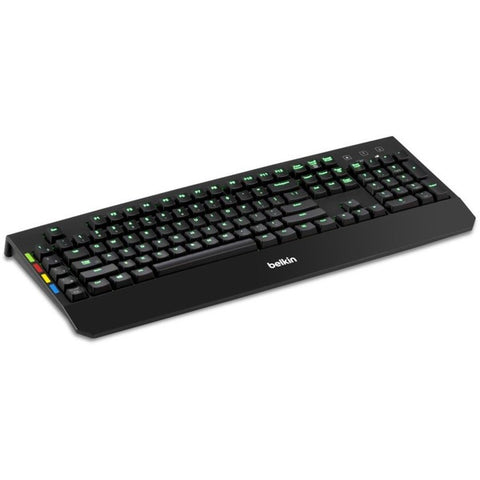 Belkin International, Inc Belkin KVM Remote Control with Integrated Keyboard - Keyboard - backlit - USB - black - TAA Compliant