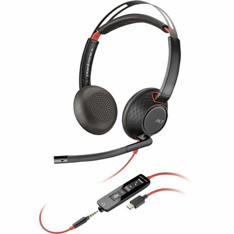 HP Blackwire 5220 Stereo USB-C Headset + 3.5mm Plug + USB-C/A Adapter (Bulk)
