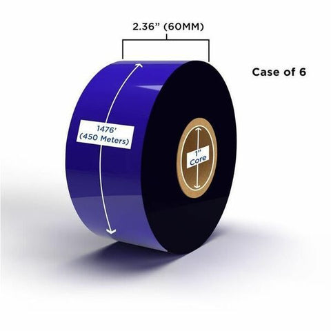 Clover Technologies Group, LLC Clover Imaging Non-OEM New Enhanced Resin Ribbon 60mm x 450M (6 Ribbons/Case) for Zebra Printers