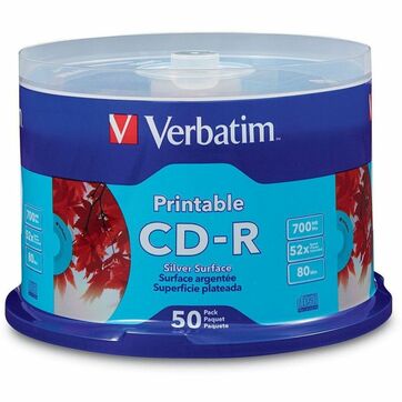 Verbatim America, LLC Verbatim - 50 x CD-R - 700 MB (80min) 52x - silver - ink jet printable surface - spindle