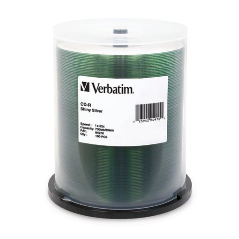 Verbatim America, LLC Silk Screen Printable Shiny Silver - 100 x CD-R - 700 MB (80min) 52x