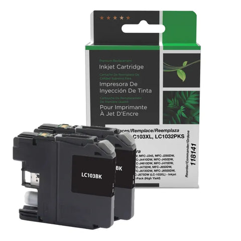 Clover Technologies Group, LLC New High Yield Black Ink Cartridges for Brother LC-103XL 2-Pack