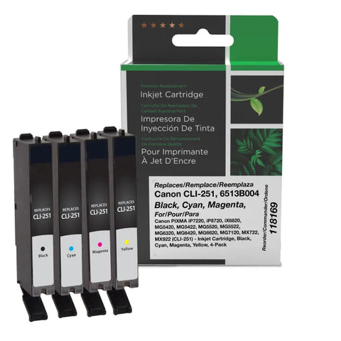 Clover Technologies Group, LLC Black, Cyan, Magenta, Yellow Ink Cartridges for Canon CLI-251 4-Pack