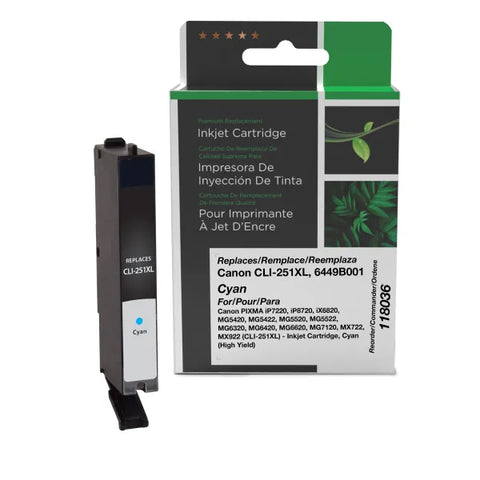 Clover Technologies Group, LLC Remanufactured High Yield Cyan Ink Cartridge (Alternative for Canon 6449B001 CLI-251XL) (665 Yield)