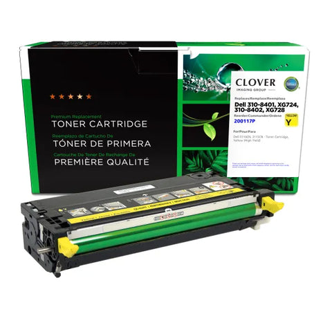 Clover Technologies Group, LLC Remanufactured High Yield Yellow Toner Cartridge (Alternative for Dell 310-8401 XG724 310-8402 XG728) (8000 Yield)