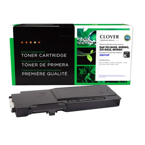 Clover Technologies Group, LLC Remanufactured High Yield Black Toner Cartridge (Alternative for Dell 331-8429 W8D60 331-8425 86W6H) (11000 Yield)
