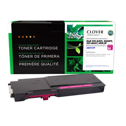 Clover Technologies Group, LLC Remanufactured High Yield Magenta Toner Cartridge (Alternative for Dell 331-8431 XKGFP 331-8427 H5XJP) (9000 Yield)