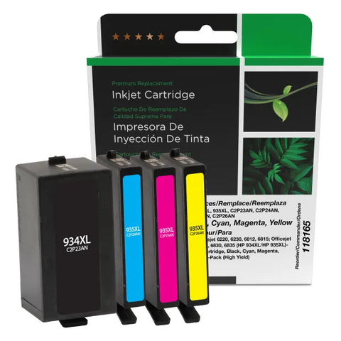 Clover Technologies Group, LLC High Yield Black, Cyan, Magenta, Yellow Ink Cartridges for HP 934XL/HP 935XL 4-Pack