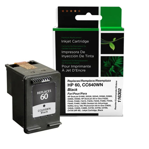 Clover Technologies Group, LLC Remanufactured Black Ink Cartridge (Alternative for HP CC640WN 60) (200 Yield)