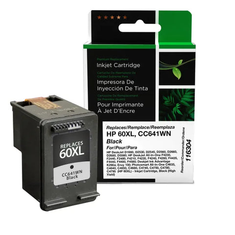 Clover Technologies Group, LLC Remanufactured High Yield Black Ink Cartridge (Alternative for HP CC641WN 60XL) (600 Yield)