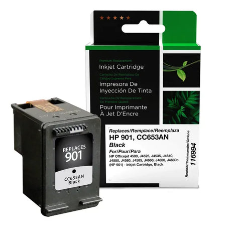 Clover Technologies Group, LLC Remanufactured Black Ink Cartridge (Alternative for HP CC653AN 901) (200 Yield)