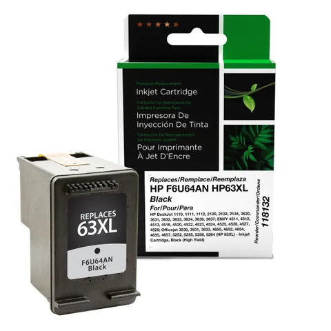 Clover Technologies Group, LLC Remanufactured High Yield Black Inkjet Cartridge (Alternative for HP F6U64AN 63XL) (480 Yield)