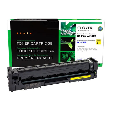 Clover Technologies Group, LLC Clover Remanufactured High Yield Yellow Toner Cartridge (Reused OEM Chip) for HP 218X (W2182X)