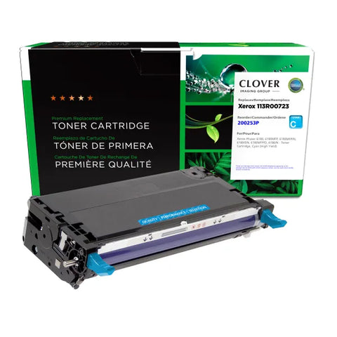 Clover Technologies Group, LLC Remanufactured High Yield Cyan Toner Cartridge (Alternative for Xerox 113R00723) (6000 Yield)