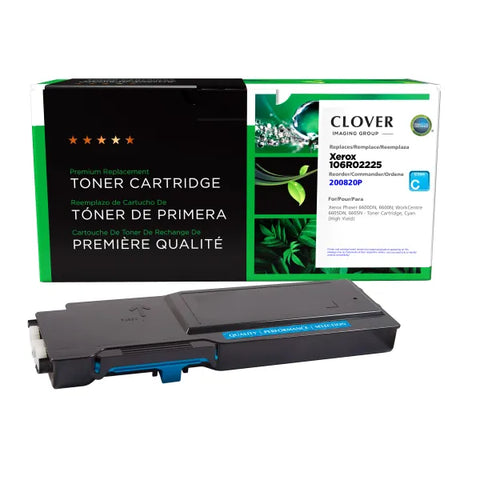 Clover Technologies Group, LLC Remanufactured High Yield Cyan Toner Cartridge (Alternative for Xerox 106R02225) (6000 Yield)