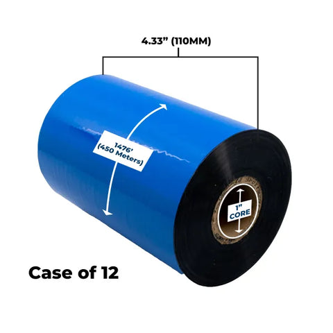 Clover Technologies Group, LLC Clover Imaging Non-OEM New High Performance Wax Ribbon 110mm x 450M (12 Ribbons/Case) for Zebra Printers