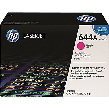 HP 644A (Q6463A) Toner Cartridge, Magenta, 12K Yield, COLOR LASERJET MFP 4730