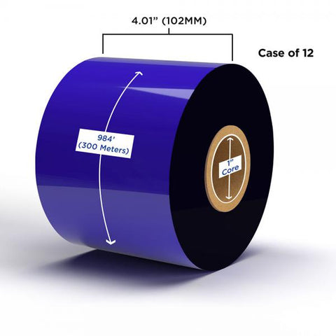 Clover Technologies Group, LLC Clover Imaging Non-OEM New Wax Ribbon 102mm x 300M (12 Ribbons/Case) for Zebra Printers