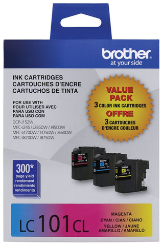 Brother C/M/Y Ink Cartridge Combo Pack (Includes OEM# LC101C LC101M LC101Y) (3 x 300 Yield)