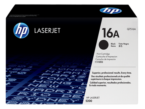 HP 16A (Q7516A) Black Original LaserJet Toner Cartridge (12000 Yield), HP 5200
