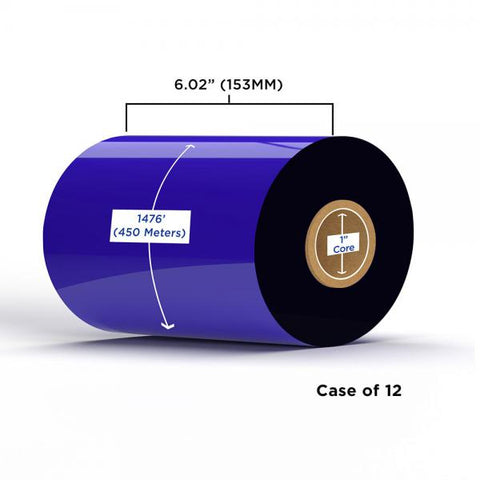 Clover Technologies Group, LLC Clover Imaging Non-OEM New Enhanced Wax Ribbon 153mm x 450M (12 Ribbons/Case) for Zebra Printers